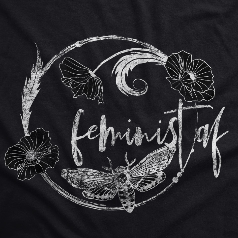 Feminist AF Skull with Moth Design